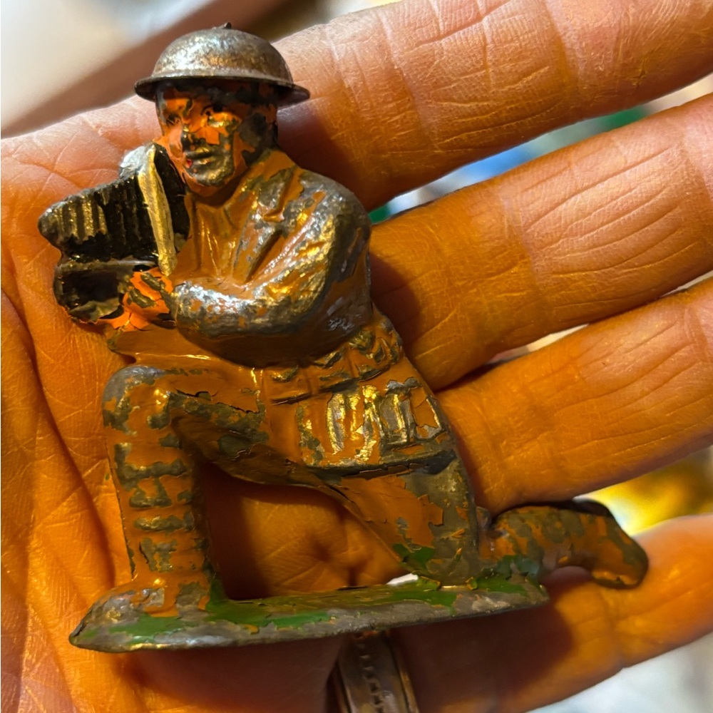 Vintage Soldier Figurine in Brown and Green